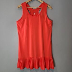 Tail Tennis Dress Womens Large Orange Resort Golf Pleated Preppy Sporty Active